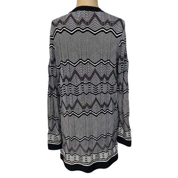 Missoni Cardigan Black & White Zig Zag Woven Open Front Long Sleeve size Large - Picture 5 of 10